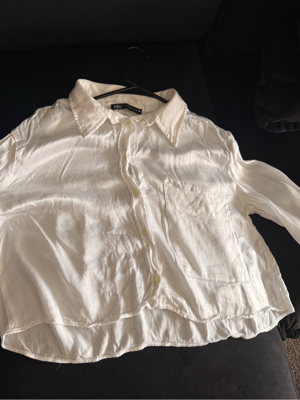 Zara White Cropped Button-Down Shirt - Picture 3 of 3